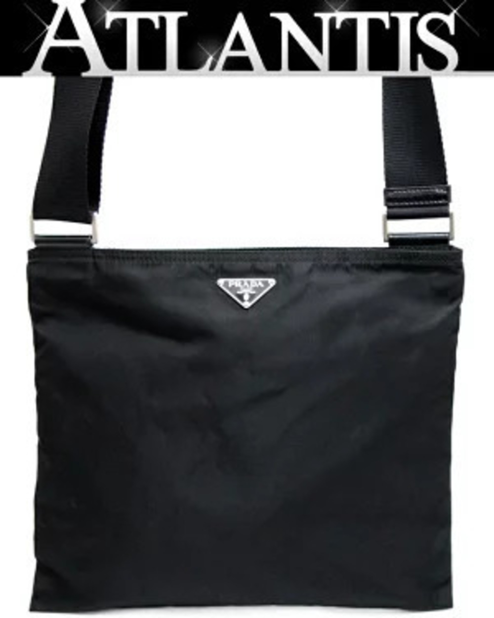 Prada Triangle Shoulder Bag Gusset Black